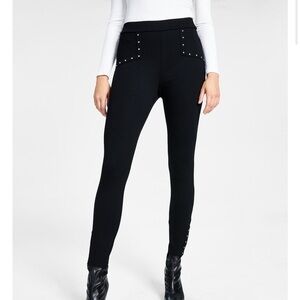 Bar lll black Studded Waist Detail Pull-On Leggings